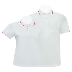 เสื้อโปโลสีขาวขลิบชมพู EG Polo