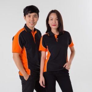 เสื้อโปโลดำตัดต่อส้ม TB Polo