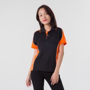 Alternative view of เสื้อโปโลดำตัดต่อส้ม TB Polo