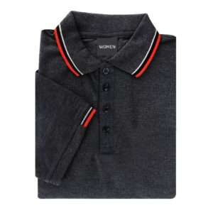 Alternative view of เสื้อโปโลสีเทาท็อปเข้มขลิบส้ม EG Polo